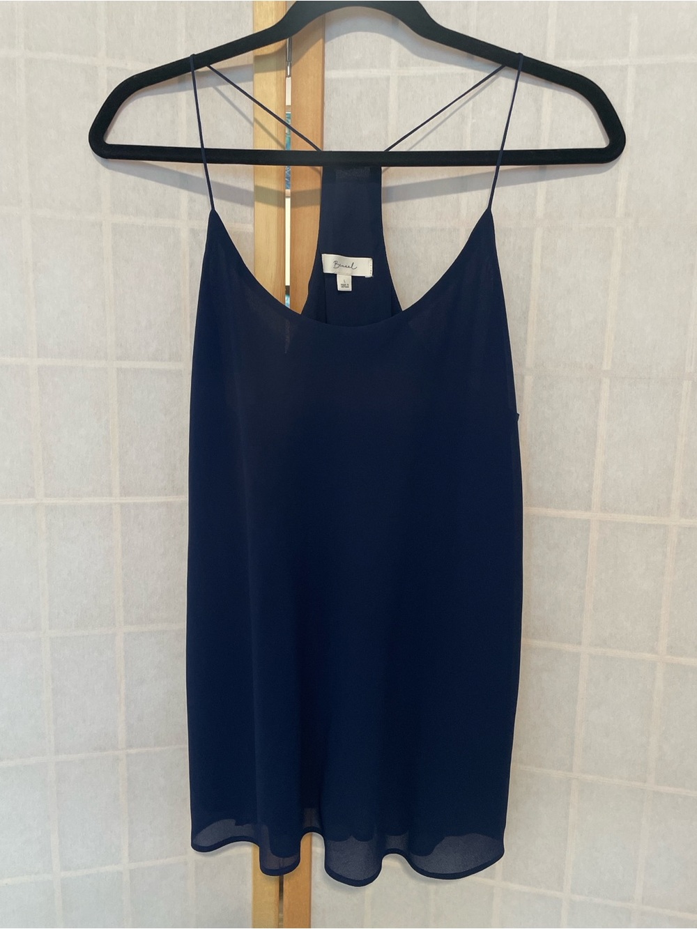 Bouclé Navy Silk Racerback Cami Tank